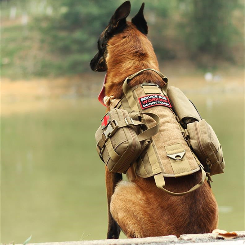 Tactical Dog Harness with MOLLE System - Adjustable Military Vest for Dogs