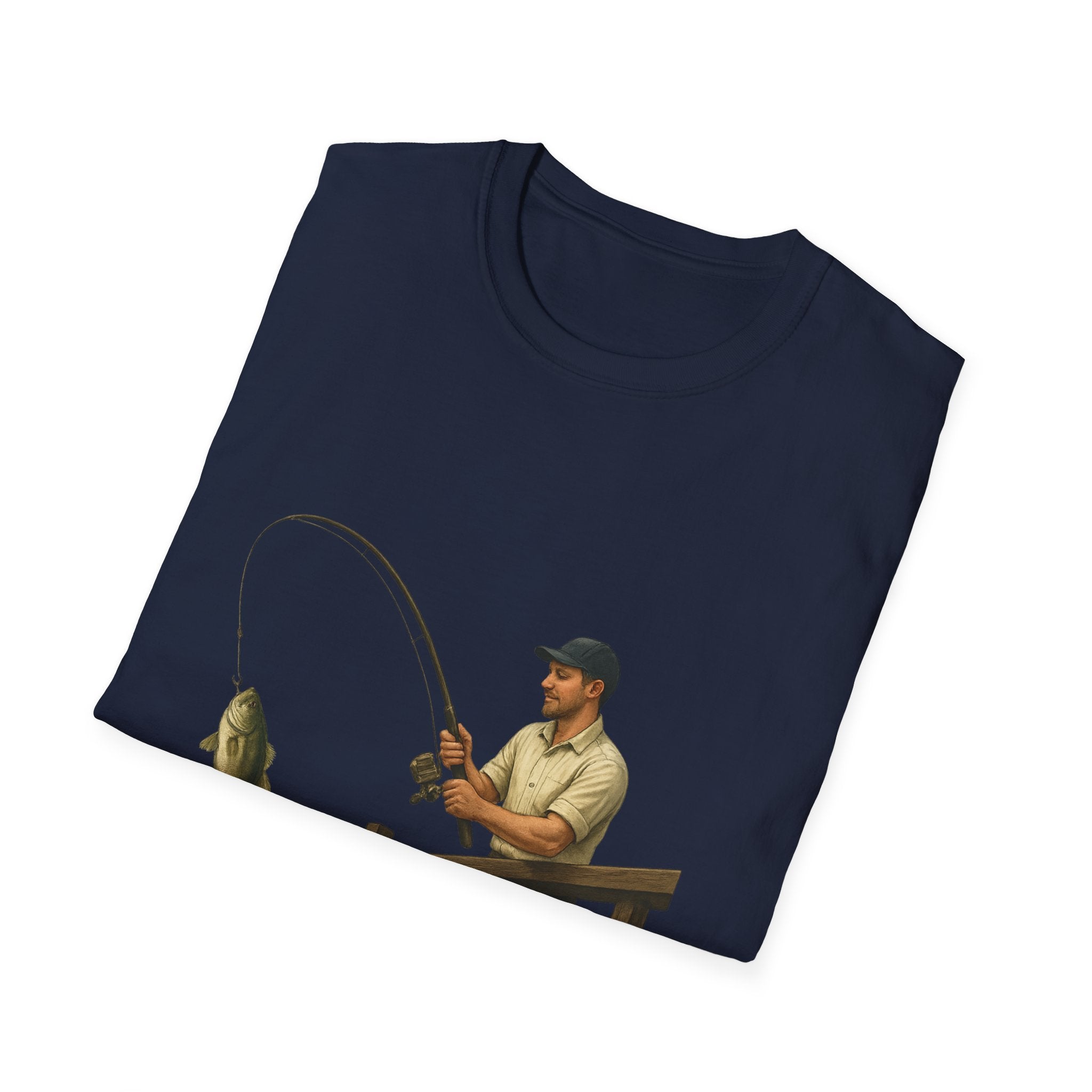 Fishing Pier T-Shirt — Man Catching Bass Graphic Tee