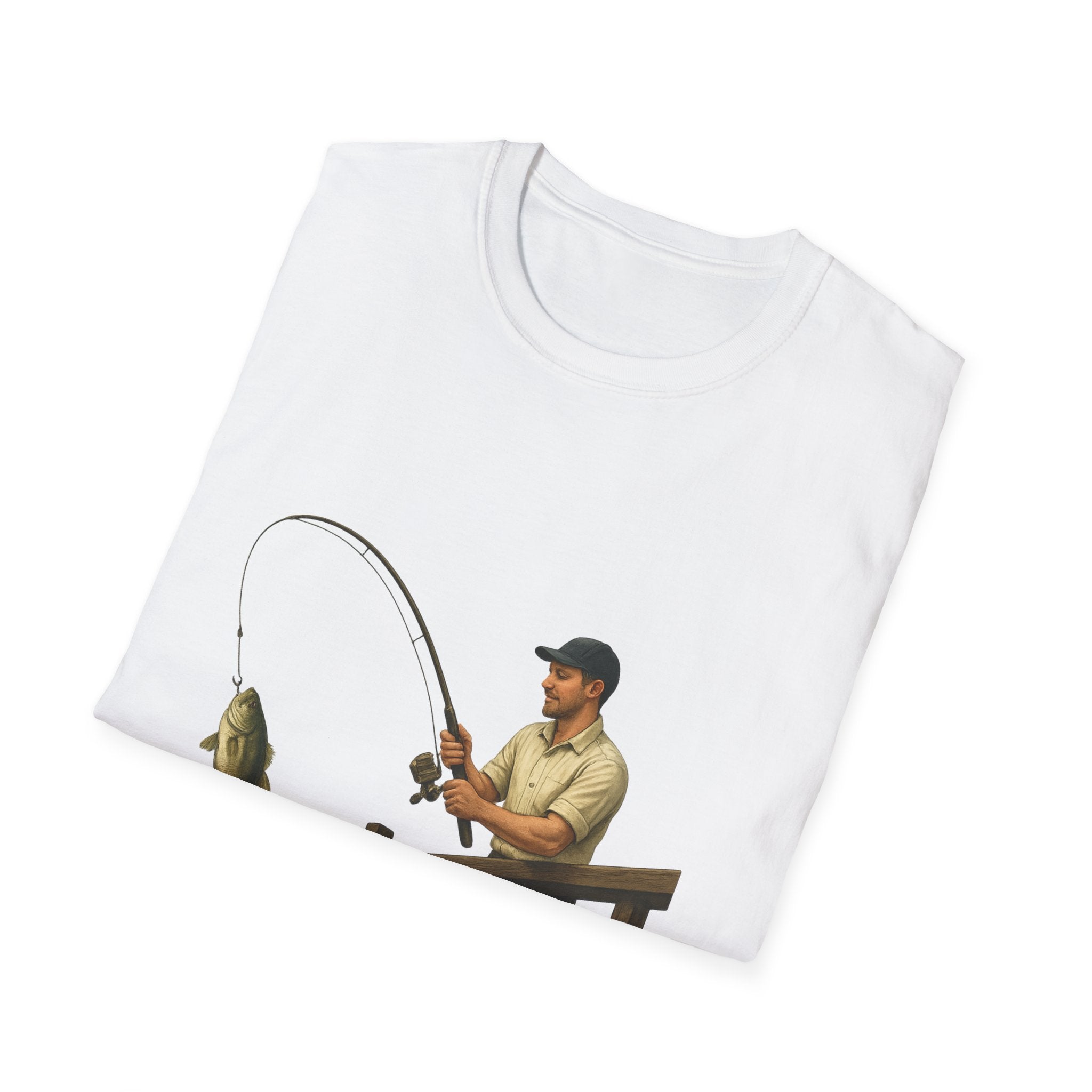 Fishing Pier T-Shirt — Man Catching Bass Graphic Tee