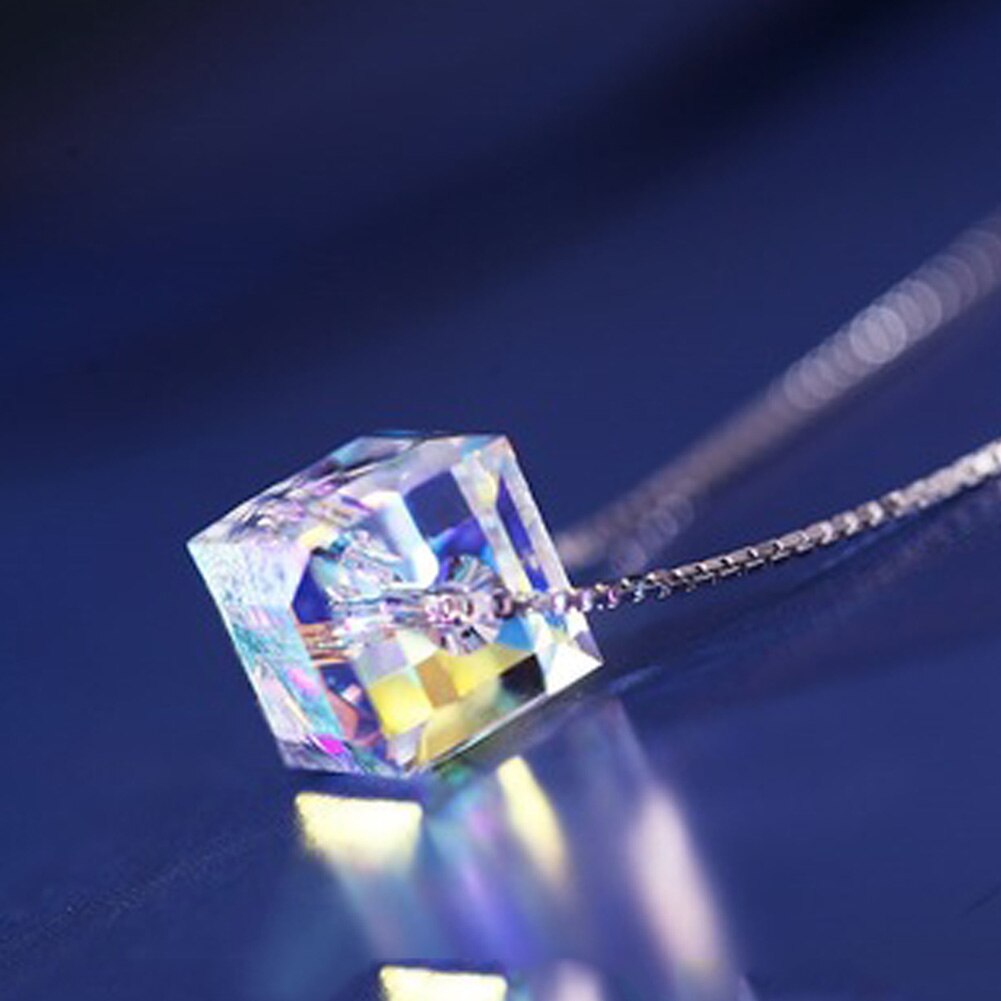 Elegant Aurora Sugar Cube Pendant Necklace