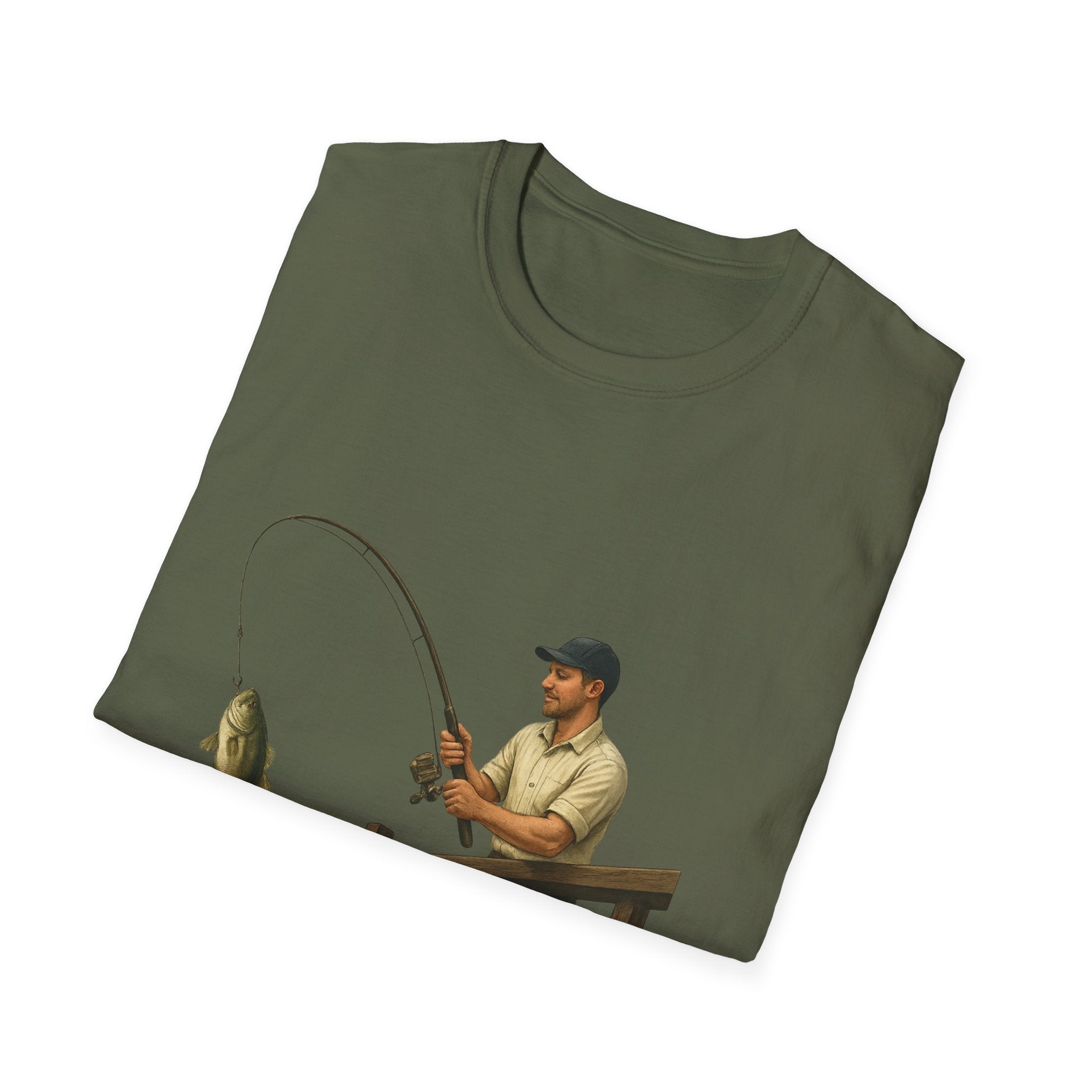 Fishing Pier T-Shirt — Man Catching Bass Graphic Tee