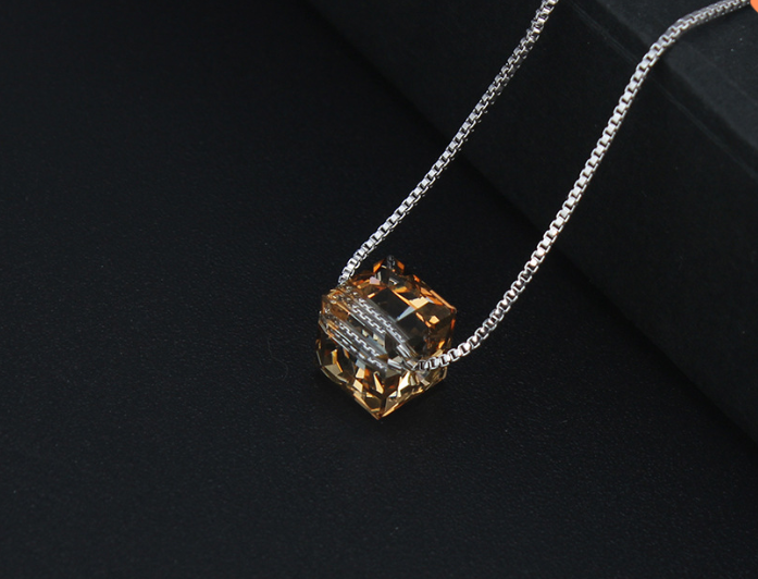 Elegant Aurora Sugar Cube Pendant Necklace