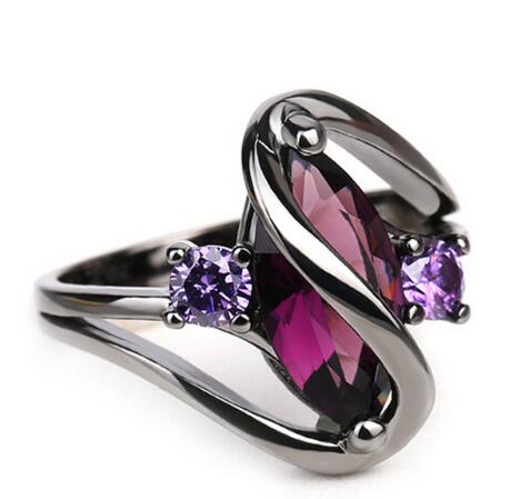 Retro Purple Zircon Crystal Ring