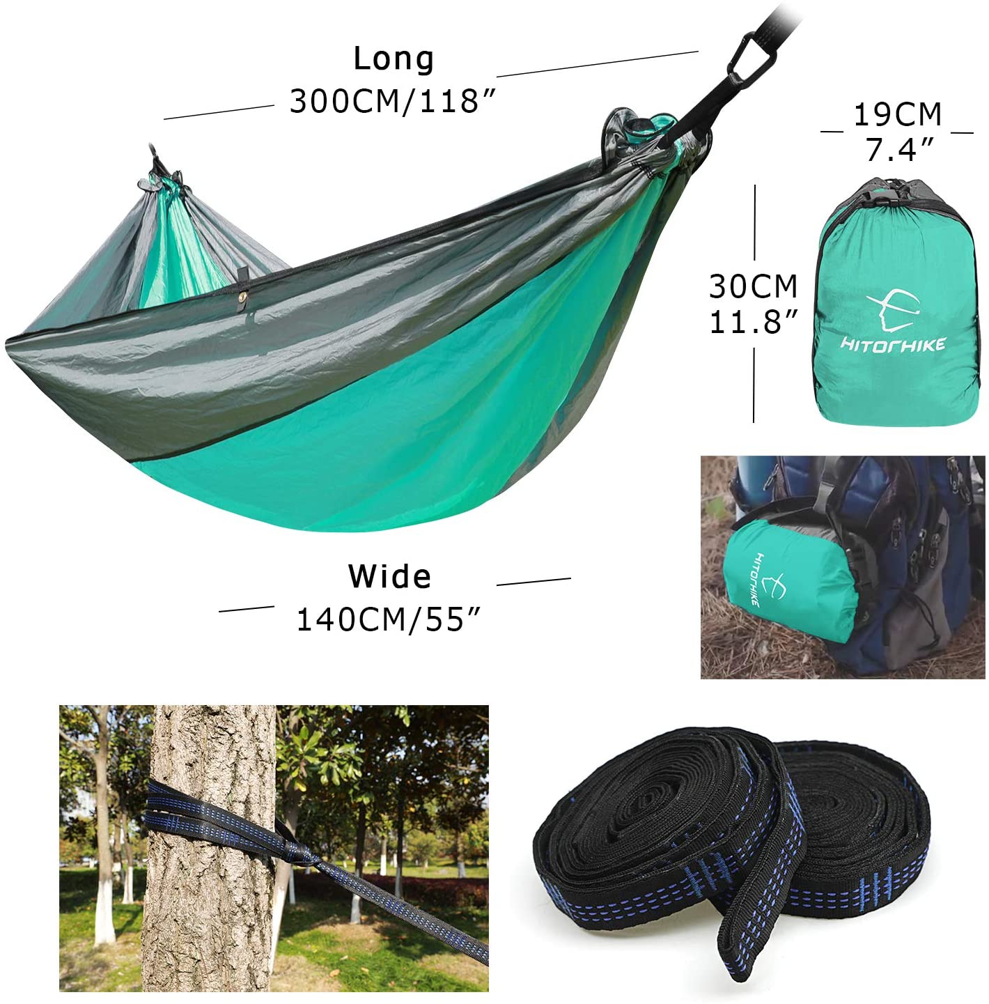 Premium Outdoor Hammock - Durable 210T Nylon Parachute Fabric, Portable & Comfortable for Camping, Hiking