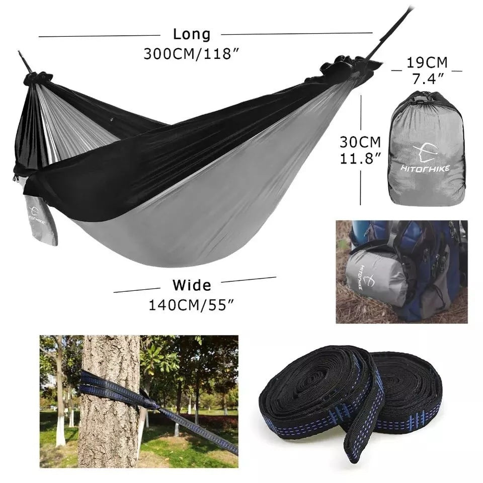 Premium Outdoor Hammock - Durable 210T Nylon Parachute Fabric, Portable & Comfortable for Camping, Hiking