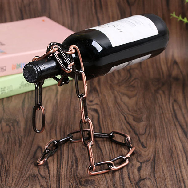 Unique Suspended Wrought Iron Chain Wine Shelf