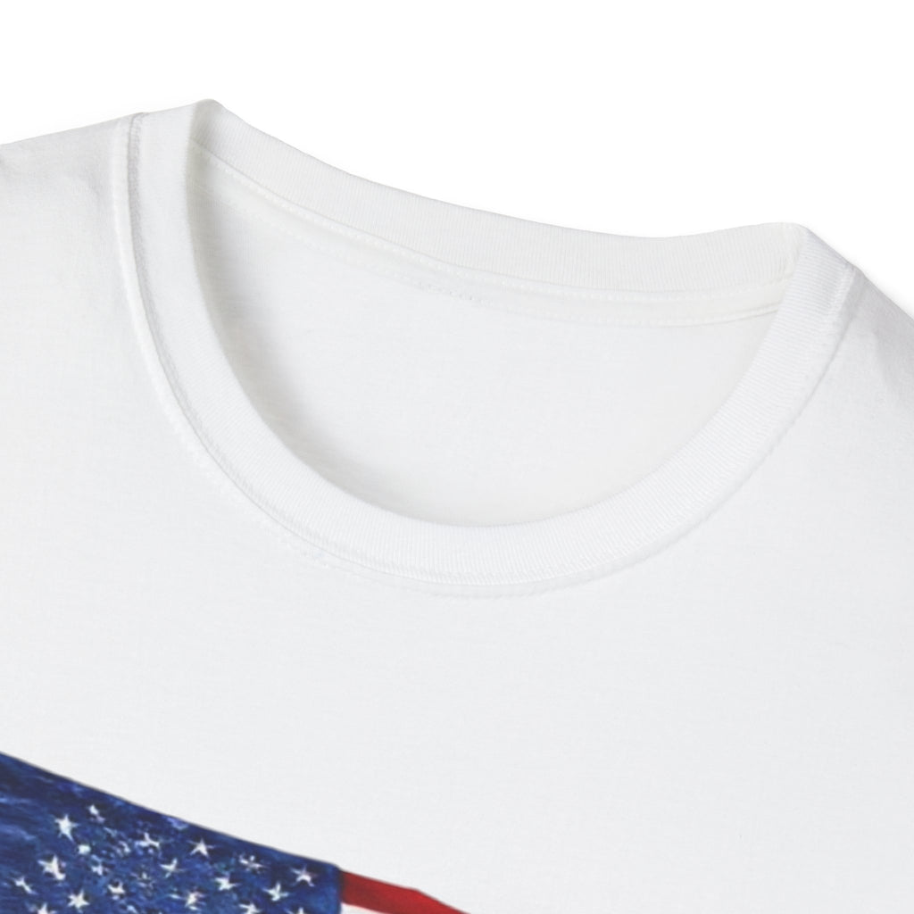 American Fishing T-Shirt – USA Flag Map with Twin Walleye Graphic