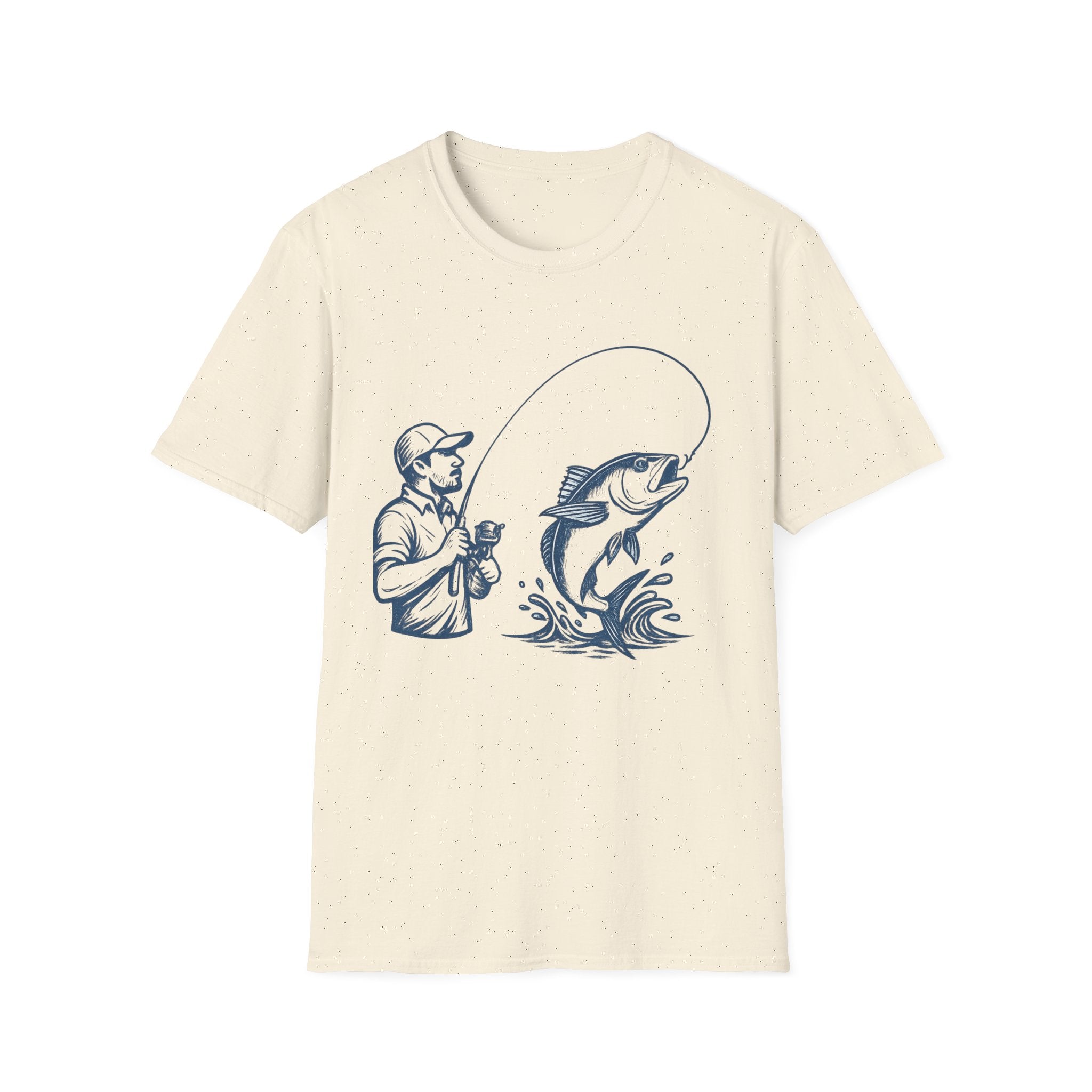 Fishing Graphic T-Shirt — Angler Reeling In Big Catch