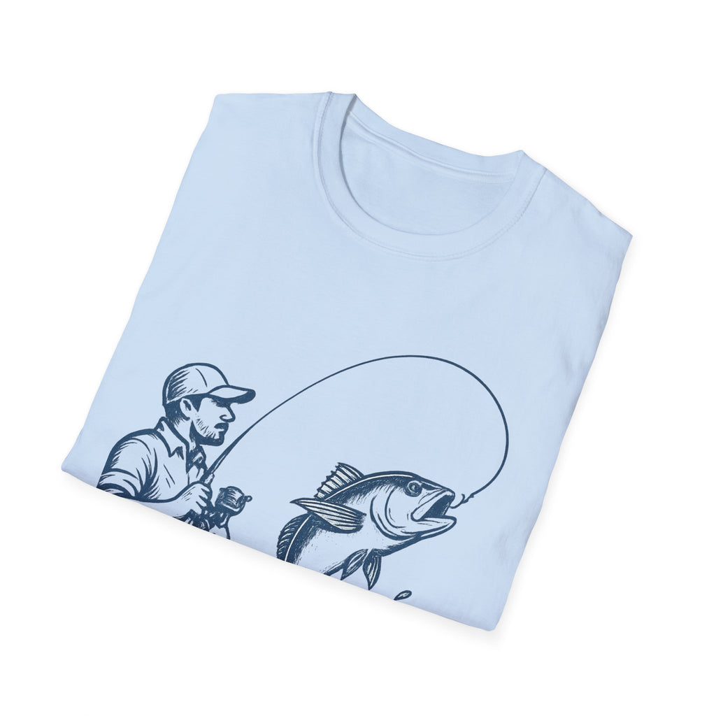 Fishing Graphic T-Shirt — Angler Reeling In Big Catch