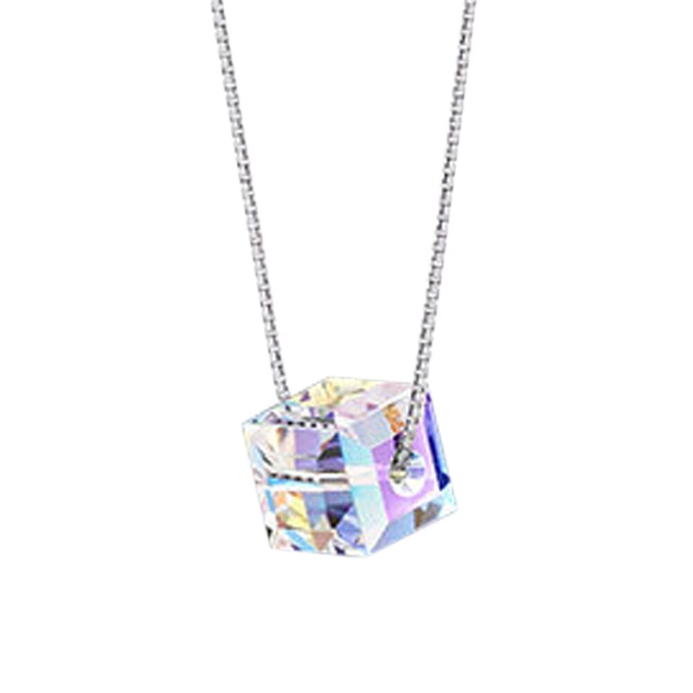 Elegant Aurora Sugar Cube Pendant Necklace