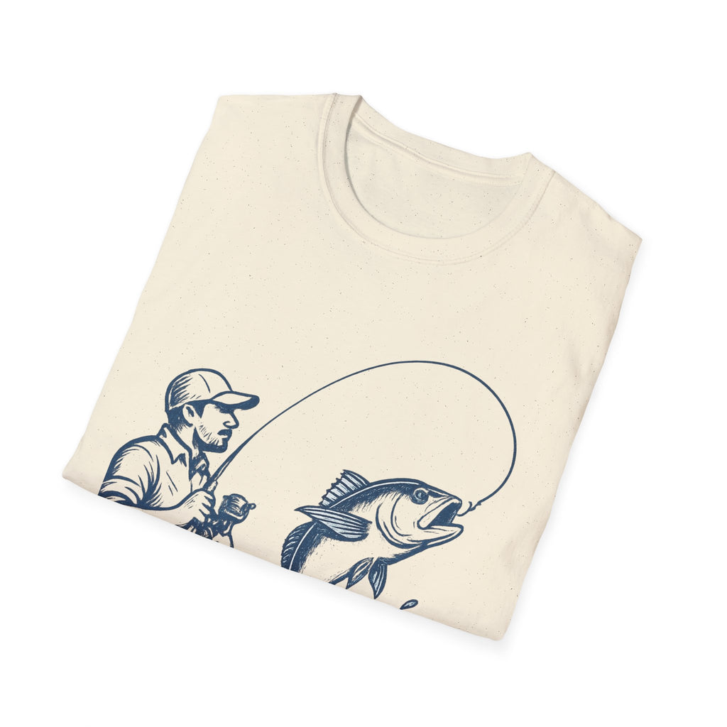 Fishing Graphic T-Shirt — Angler Reeling In Big Catch