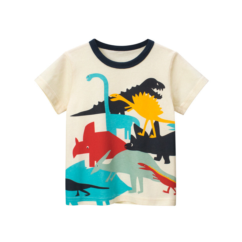 Dinosaur Cartoon Boys' Short Sleeve T-Shirt - Fun & Comfortable Kids' Wear
