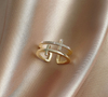 Exquisite Double Cross Zircon Ring - Elegant Copper Inlay