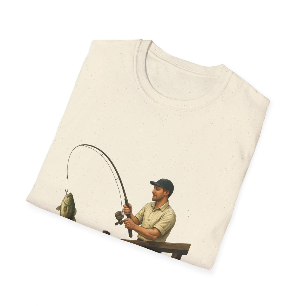 Fishing Pier T-Shirt — Man Catching Bass Graphic Tee