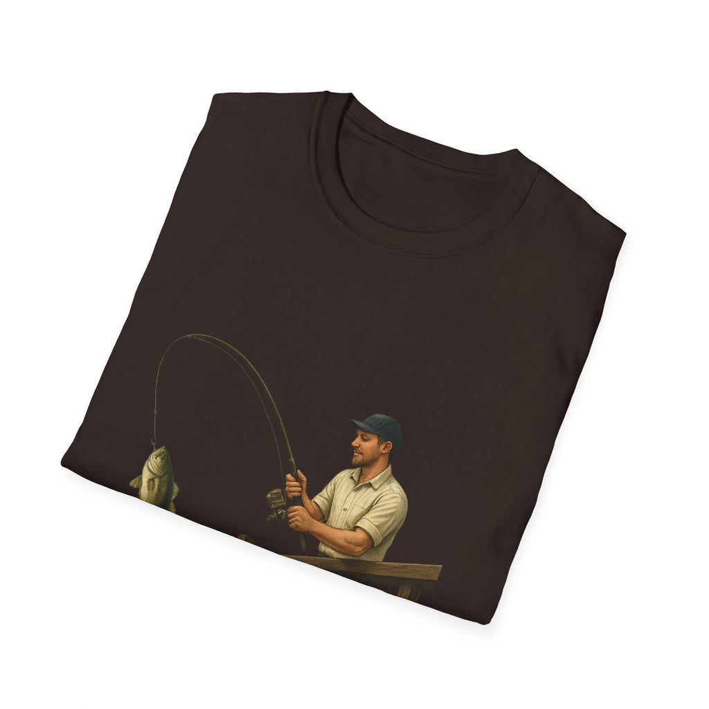 Fishing Pier T-Shirt — Man Catching Bass Graphic Tee