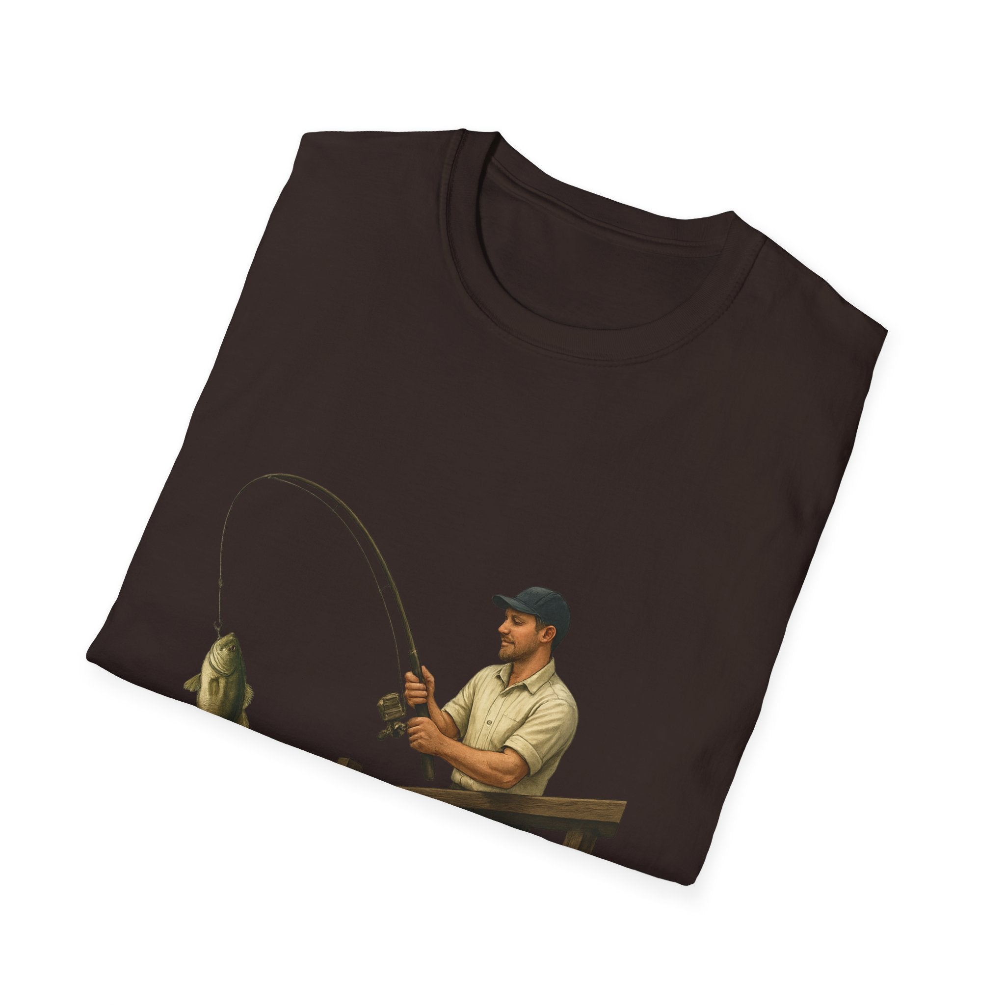 Fishing Pier T-Shirt — Man Catching Bass Graphic Tee