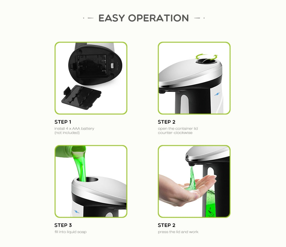 Smart Touchless 400ml Soap Dispenser with Infrared Sensor