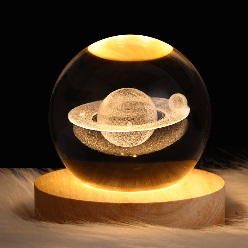 3D LED Galaxy Crystal Ball Lamp - Moon & Stars Light