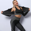 3-Piece Active Wear Set: Long Sleeve Crop Top, Sports Bra, and Leggings