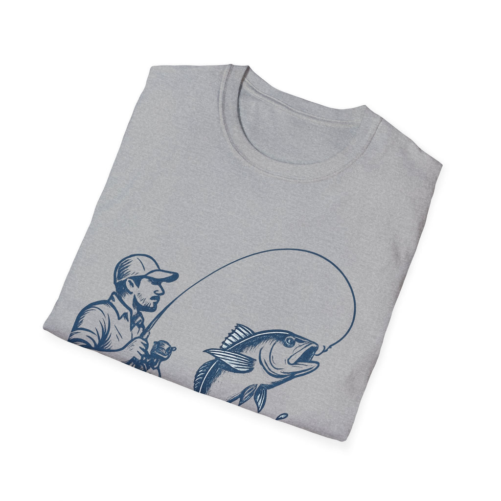 Fishing Graphic T-Shirt — Angler Reeling In Big Catch