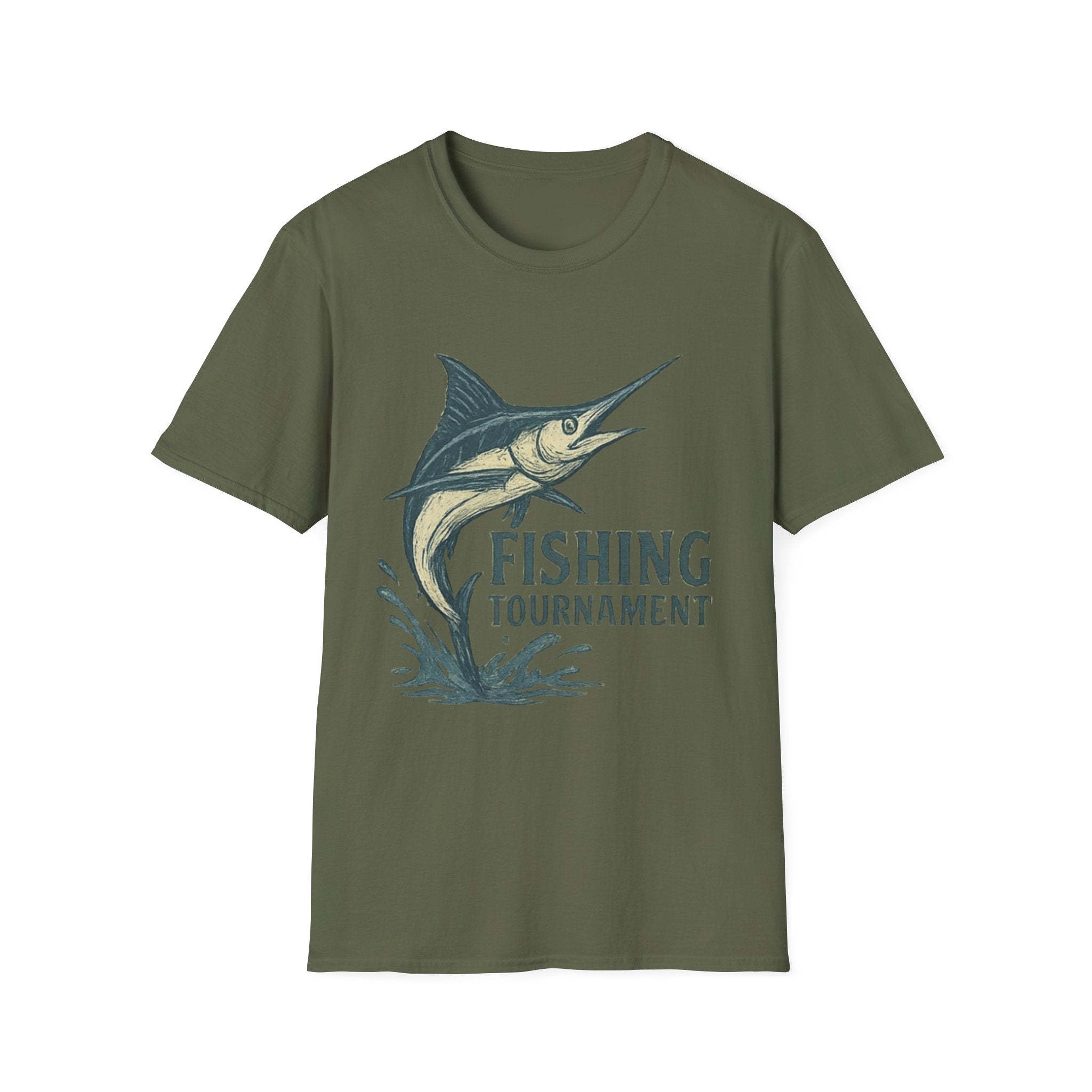 Fishing Tournament T-Shirt — Marlin Splash Graphic Tee for Anglers