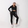 3-Piece Active Wear Set: Long Sleeve Crop Top, Sports Bra, and Leggings