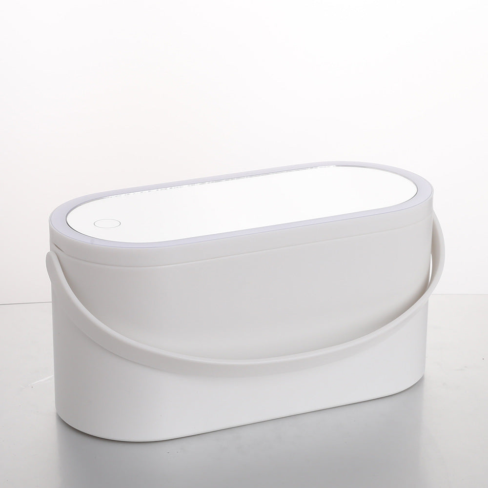 LED Makeup Mirror Storage Box: Portable & Travel-Friendly Organizer