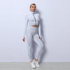 3-Piece Active Wear Set: Long Sleeve Crop Top, Sports Bra, and Leggings