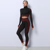 3-Piece Active Wear Set: Long Sleeve Crop Top, Sports Bra, and Leggings